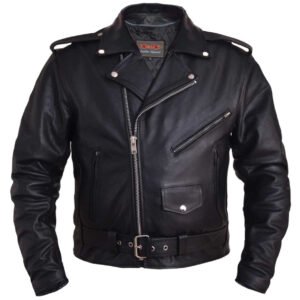 Classic Men's Black Motorcycle Leather Jacket