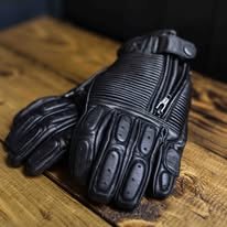 Men's Black Motorcycle Gauntlet Gloves - Image 2