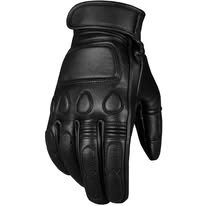 Men's Black Padded Leather Motorcycle Gloves - Image 2