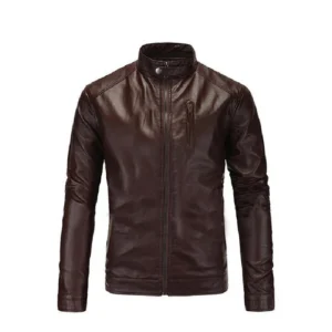 Men's Dark Brown Slim Fit Leather Jacket – Casual & Biker Style