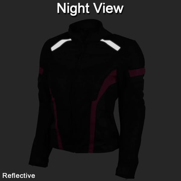 Black & Pink Women’s Motorcycle Riding Jacket - Image 2