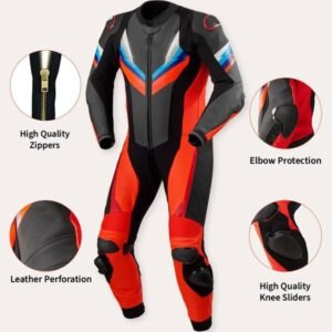 Advanced Racing Biker Safety Suit – Red & Black with Pro Armor