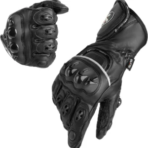 Men’s Full GaunMen’s Leather Motorcycle Racing Gloves with Full Gauntlet and Knuckle Protectiontlet Leather Motorcycle Racing Gloves with Advanced Knuckle & Finger Protection
