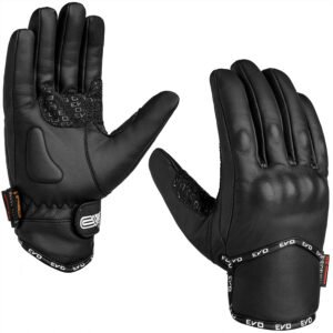 Men’s EVO Leather Motorcycle Riding Gloves with Knuckle Protection & Enhanced Grip