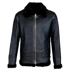 Men's Classic Black Shearling B-3 Bomber Jacket