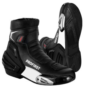 Men's Professional Motorcycle Racing Boots - Short Ankle Motorbike Safety Footwear with Premium Slider and Armor Protection