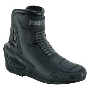 PROFI Men's Black Motorcycle Racing Riding Ankle Boots - CE Approved Short Motorbike Safety Boots with Armor Protection