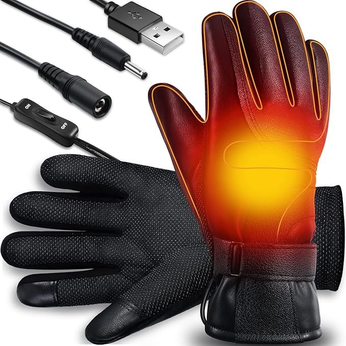 USB Bluetooth Heated Gloves – Rechargeable Electric Winter Gloves with Adjustable Heat, Touchscreen Function & Anti-Slip Grip for Motorcycle, Cycling & Outdoor Use
