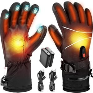 Bluetooth Heated Winter Gloves – Rechargeable Electric Heating Gloves with Touchscreen, Waterproof & Windproof Thermal Design for Motorcycle, Skiing, and Outdoor Use
