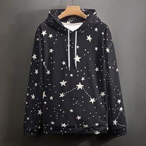 Galaxy Star Print Pullover Hoodie | Unisex Constellation Night Sky All-Over Print Sweatshirt
