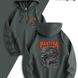 Pantera Snake Logo Dark Gray Graphic Hoodie | Heavy Metal Band Merch Sweatshirt