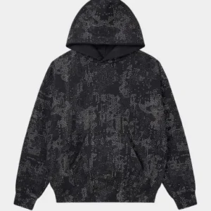 Black Rhinestone/Studded Abstract Pattern Hoodie
