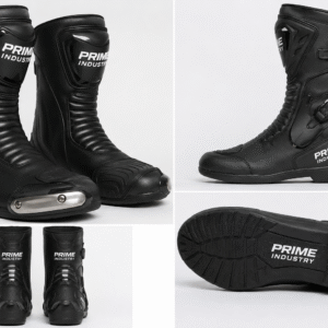 Prime Industry Premium Motorcycle Racing Safety Boots – Black | CE-Style Protective Riding Boots