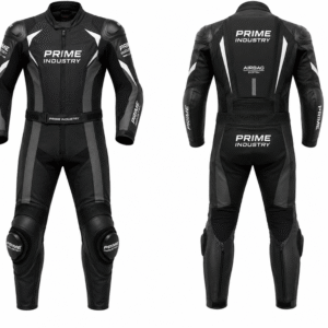 🏍️ Prime Industry Airbag Leather Racing Suit – Premium CE Armored One Piece Motorcycle Suit (Black)